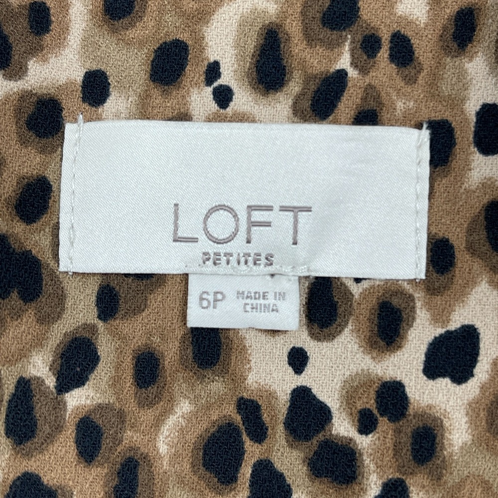 LOFT Petites Blazer Jacket 6P Brown Black Leopard Animal Print Open Front Career - Picture 11 of 12
